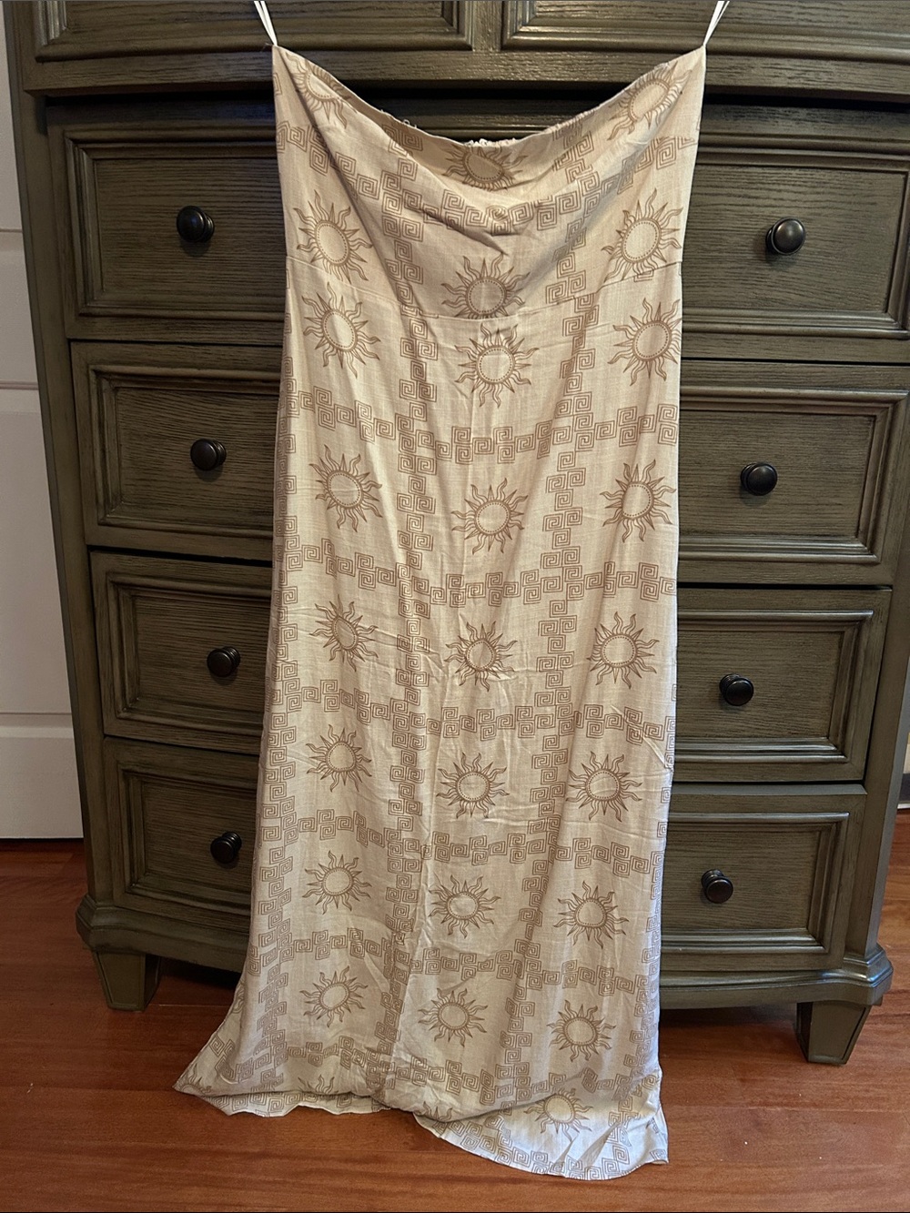 Cream Printed Sun-Motif Maxi Dress